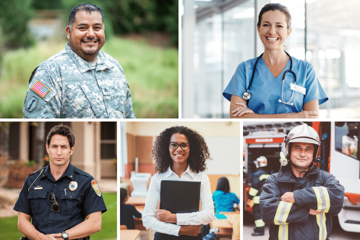 Veteran, Nurse, Police Officer, Teacher, Firefighter