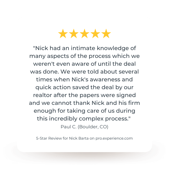 Customer Review for Nick Barta by Paul C. from Boulder, Colorado