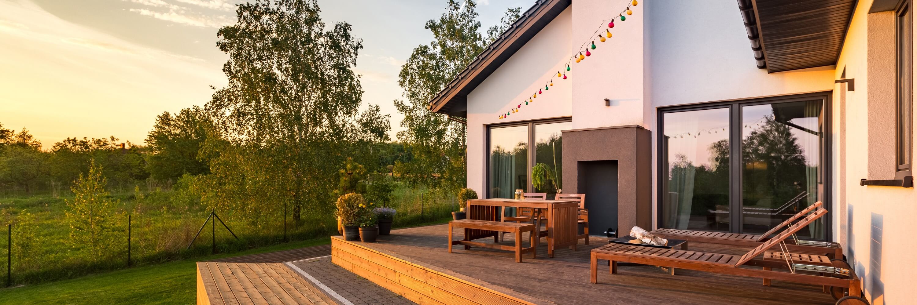 A Back Porch with the Sunsetting