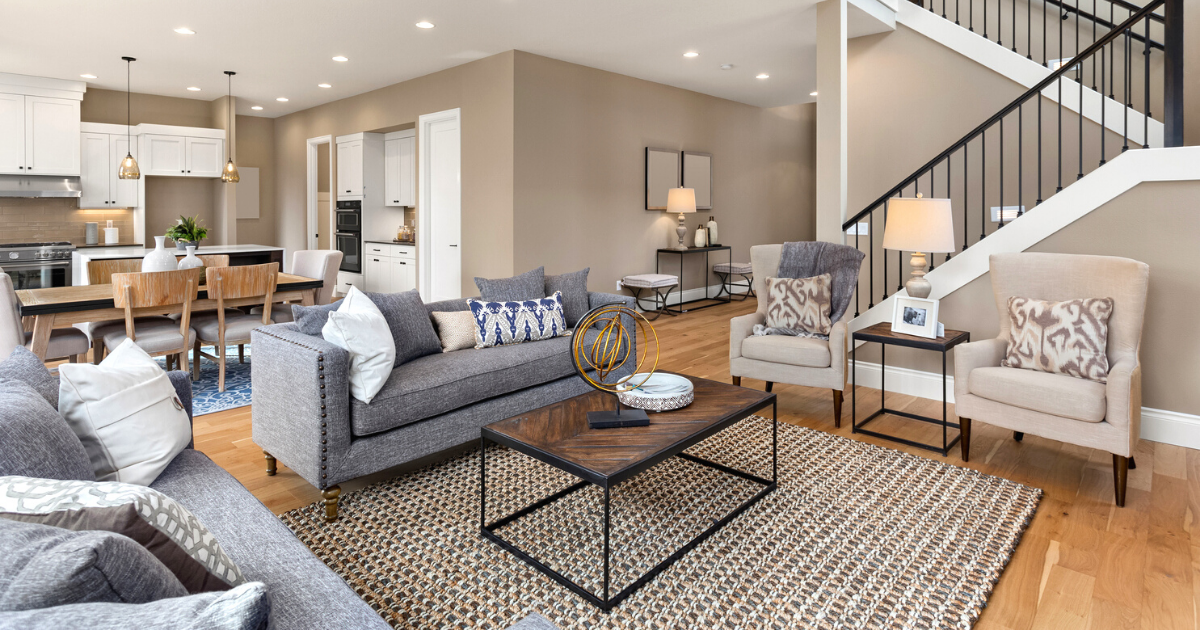 Living room in newly constructed luxury home