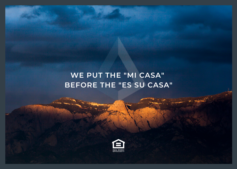 New Mexico skyline with the words we put the mi casa before the es su casa